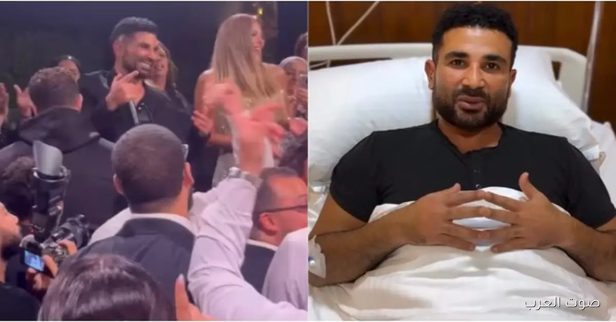 أحمد سعد يظهر لأول مرة بعد حادث العين السخنة في زفاف ابن ريم مصطفى
