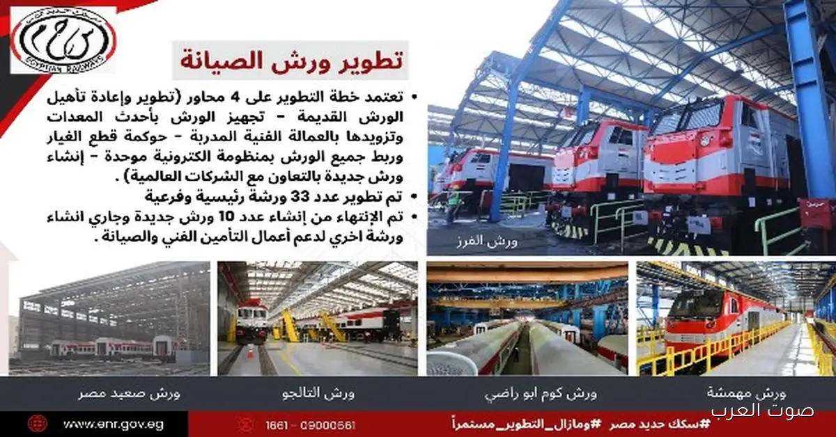 «السكك الحديدية المصرية» تكشف عن نظام جديد للتأمين الفني والصيانة والإصلاح في الورش