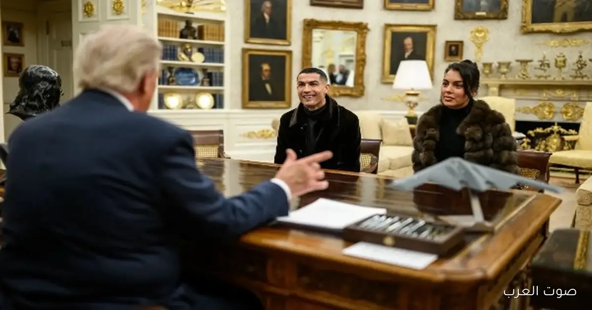 ترامب ياخد رونالدو وجورجينا جولة في البيت الأبيض