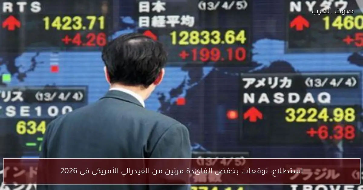 استطلاع: توقعات بخفض الفائدة مرتين من الفيدرالي الأمريكي في 2026