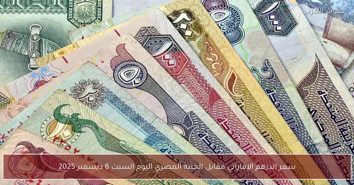 سعر الدرهم الإماراتي مقابل الجنيه المصري اليوم السبت 6 ديسمبر 2025