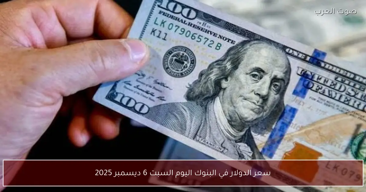 سعر الدولار في البنوك اليوم السبت 6 ديسمبر 2025