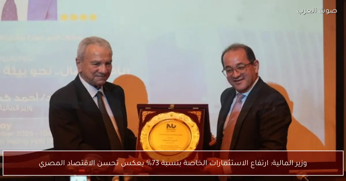 وزير المالية: ارتفاع الاستثمارات الخاصة بنسبة 73% يعكس تحسن الاقتصاد المصري