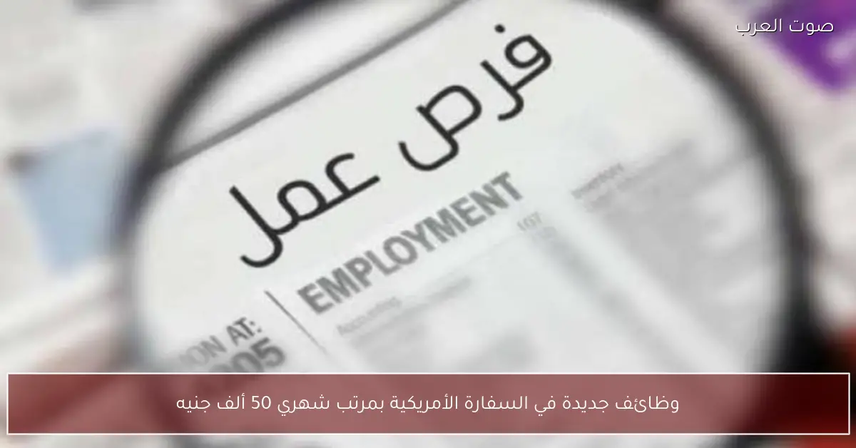 وظائف جديدة في السفارة الأمريكية بمرتب شهري 50 ألف جنيه