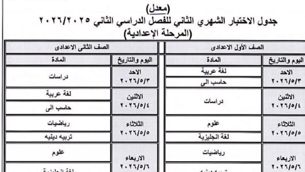 تعديل جدول امتحانات أبريل بسبب إجازة عيد العمال والمواعيد الجديدة